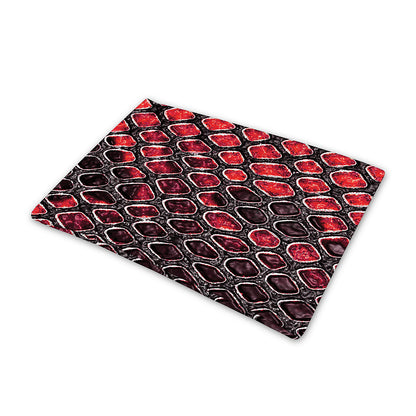 Red And Black Snakeskin Print Pet Cooling Mat Cover