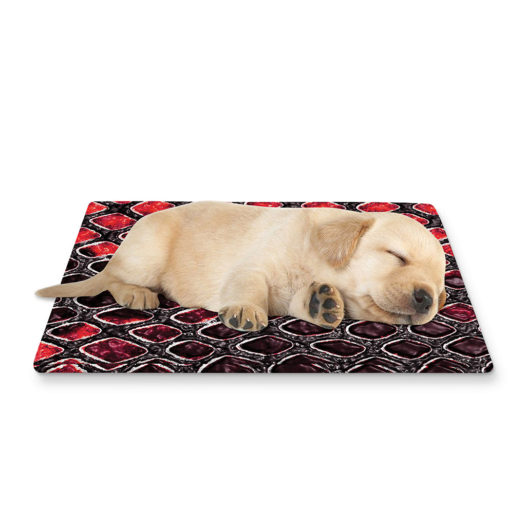 Red And Black Snakeskin Print Pet Cooling Mat Cover