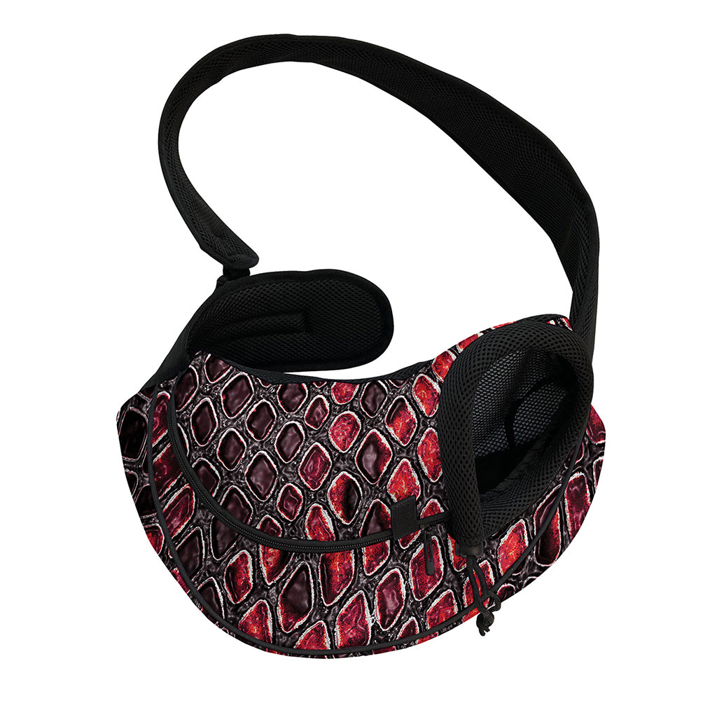Red And Black Snakeskin Print Pet Sling Carrier