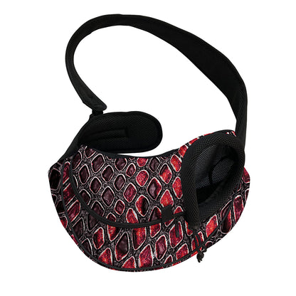 Red And Black Snakeskin Print Pet Sling Carrier
