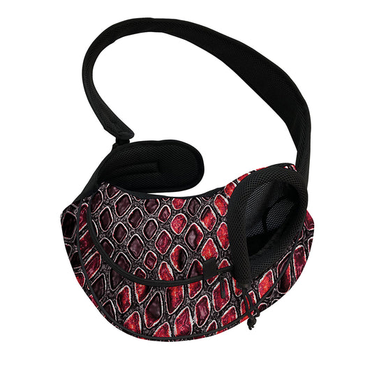Red And Black Snakeskin Print Pet Sling Carrier