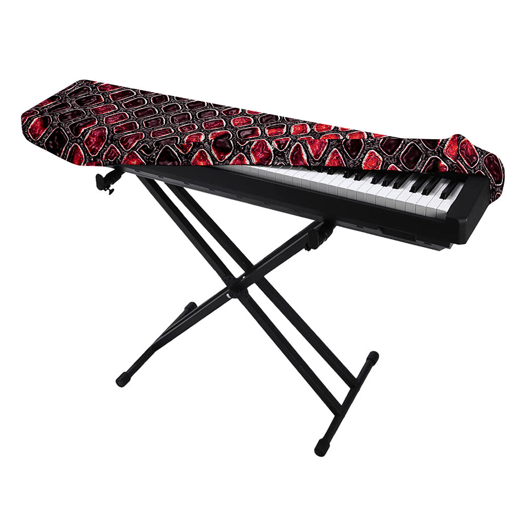 Red And Black Snakeskin Print Piano Keyboard Cover