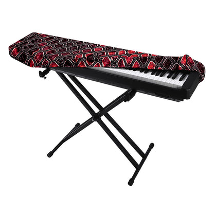 Red And Black Snakeskin Print Piano Keyboard Cover
