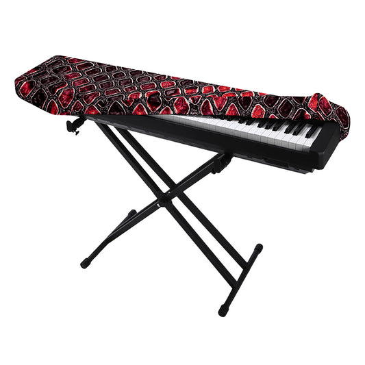 Red And Black Snakeskin Print Piano Keyboard Cover
