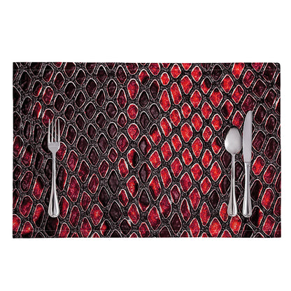 Red And Black Snakeskin Print Placemat