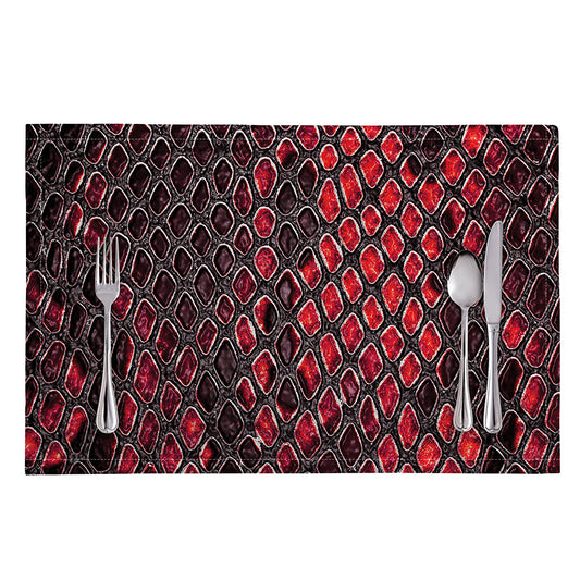 Red And Black Snakeskin Print Placemat