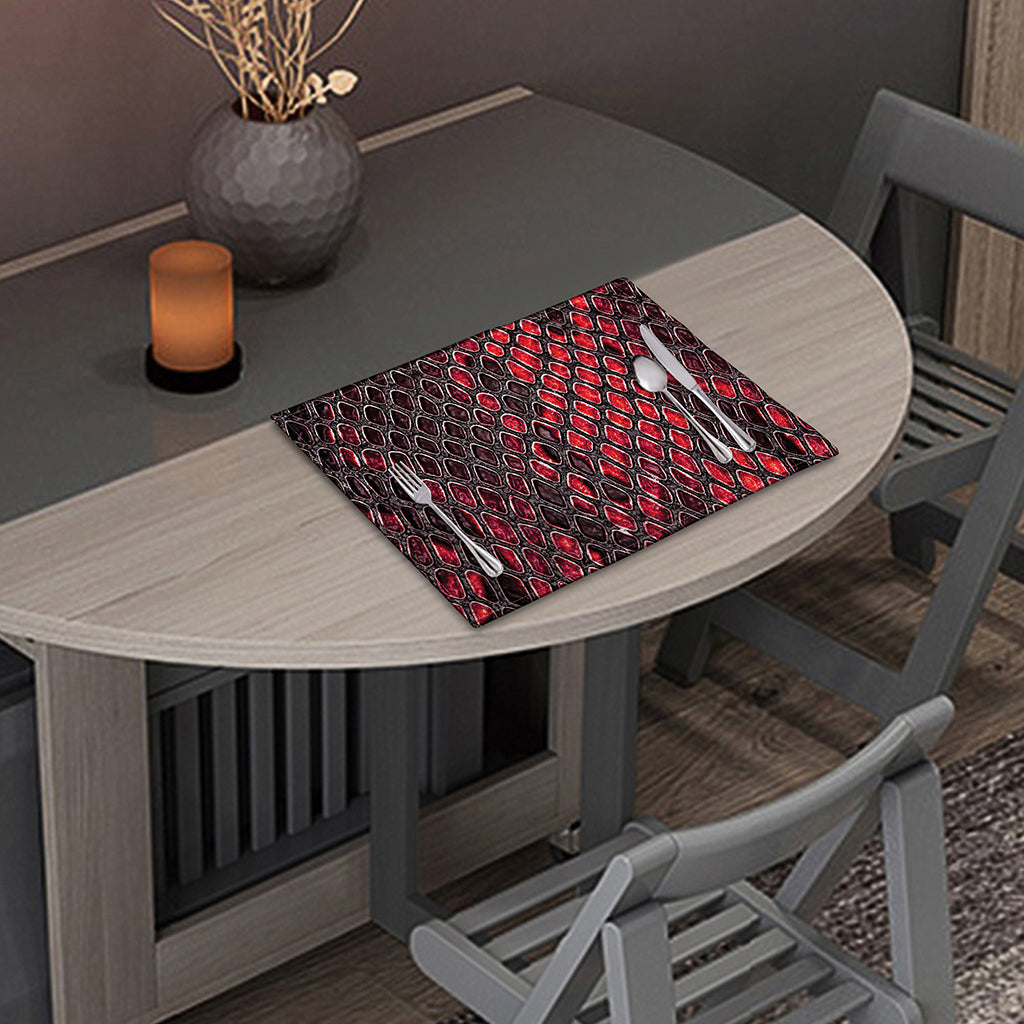 Red And Black Snakeskin Print Placemat