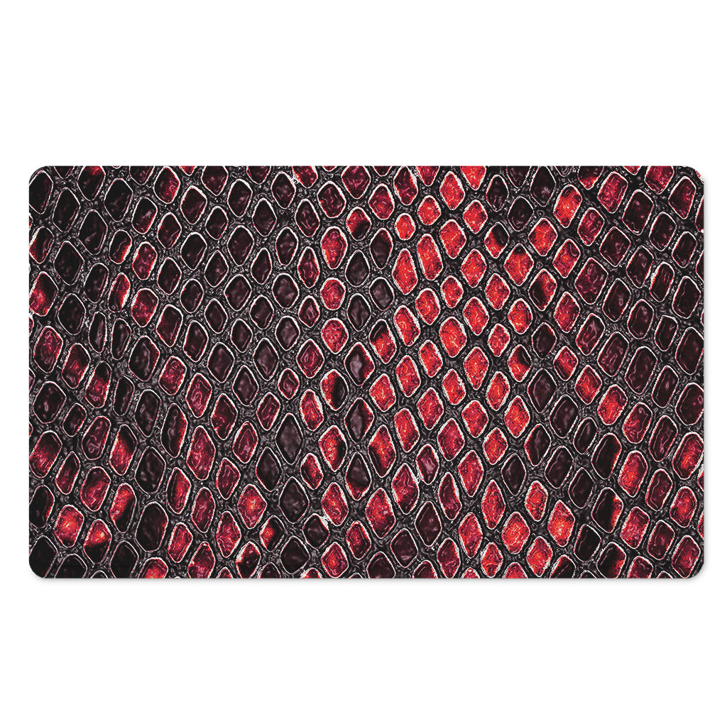 Red And Black Snakeskin Print Polyester Doormat