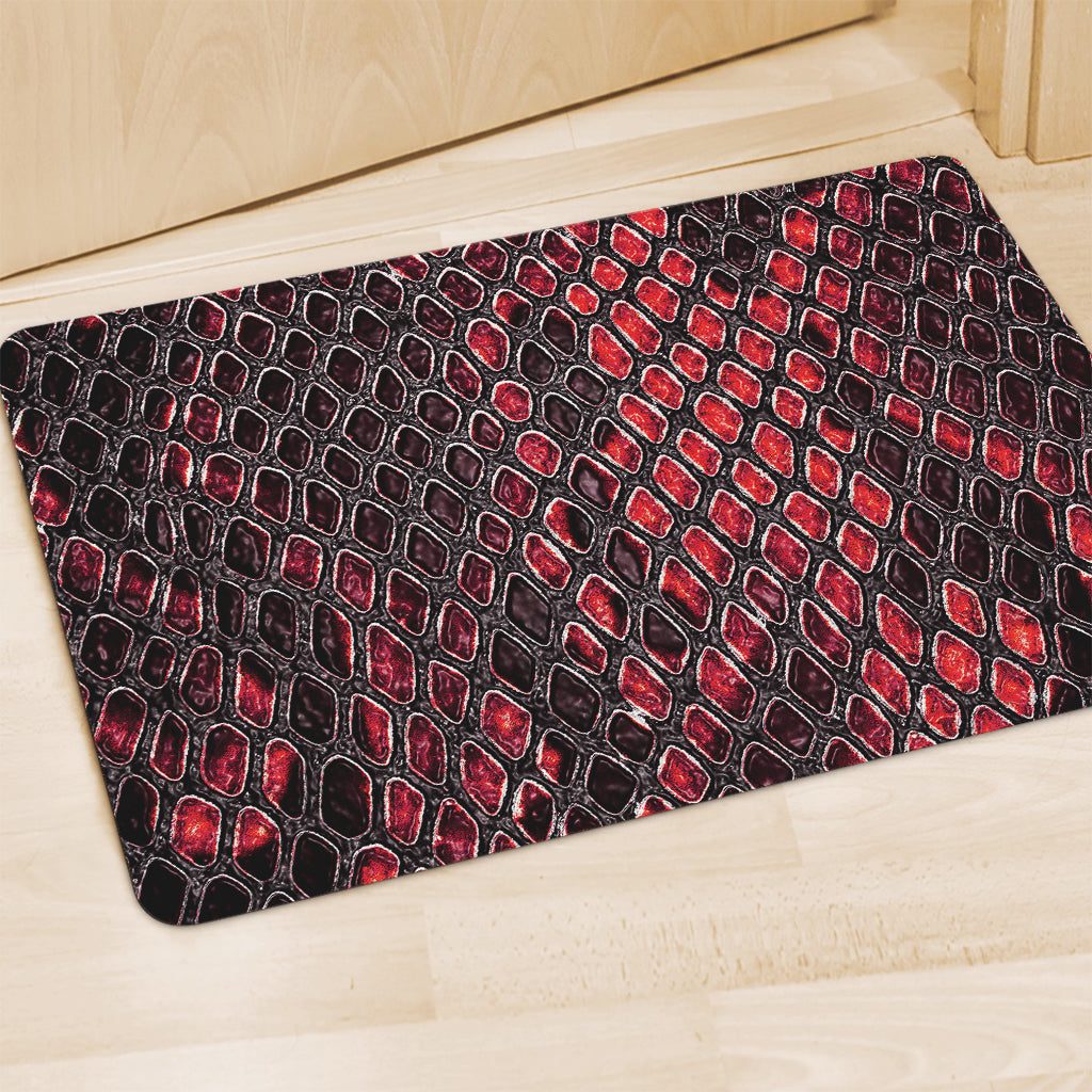 Red And Black Snakeskin Print Polyester Doormat