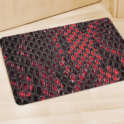 Red And Black Snakeskin Print Polyester Doormat