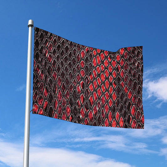 Red And Black Snakeskin Print Polyester Flag