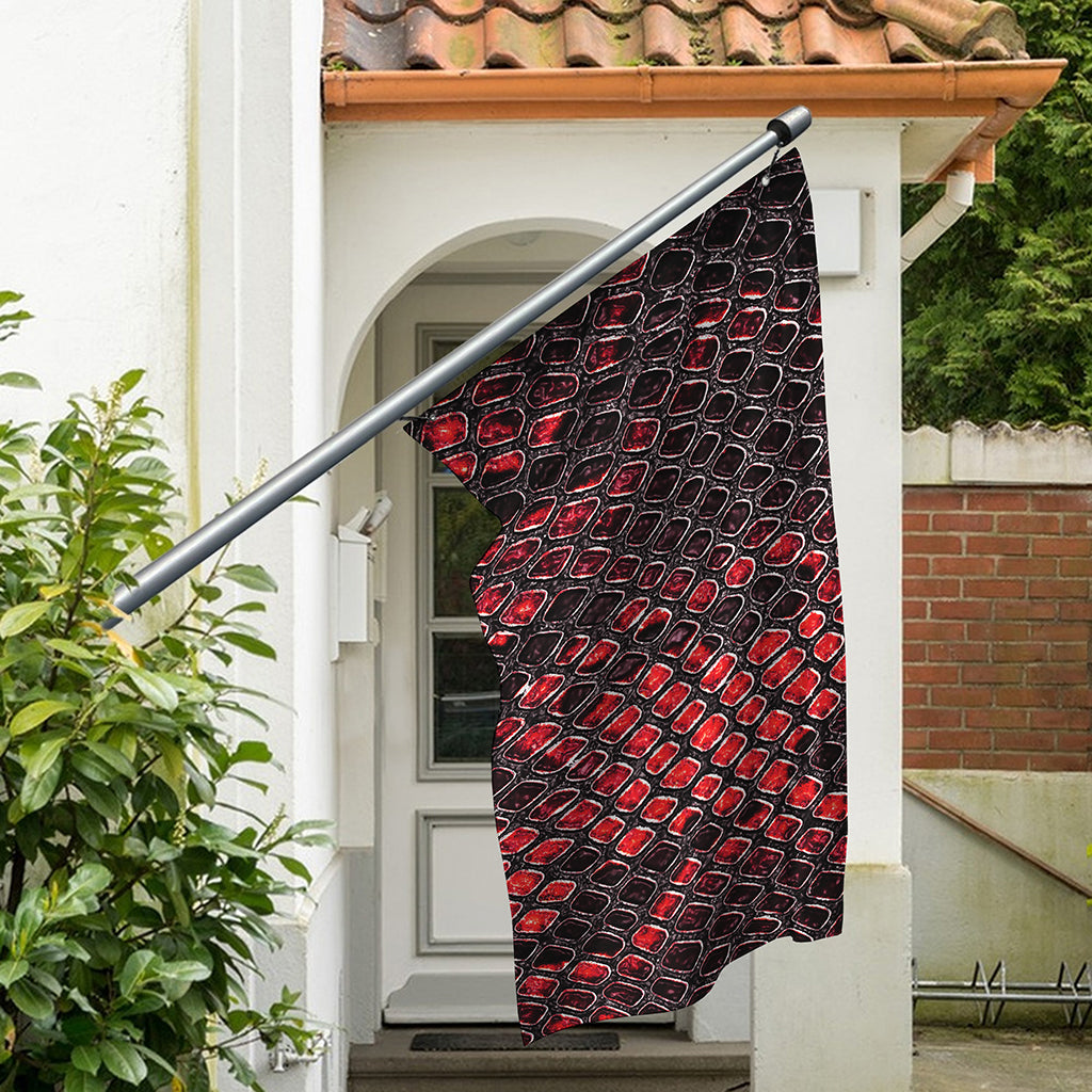 Red And Black Snakeskin Print Polyester Flag
