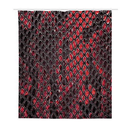 Red And Black Snakeskin Print Polyester Shower Curtain
