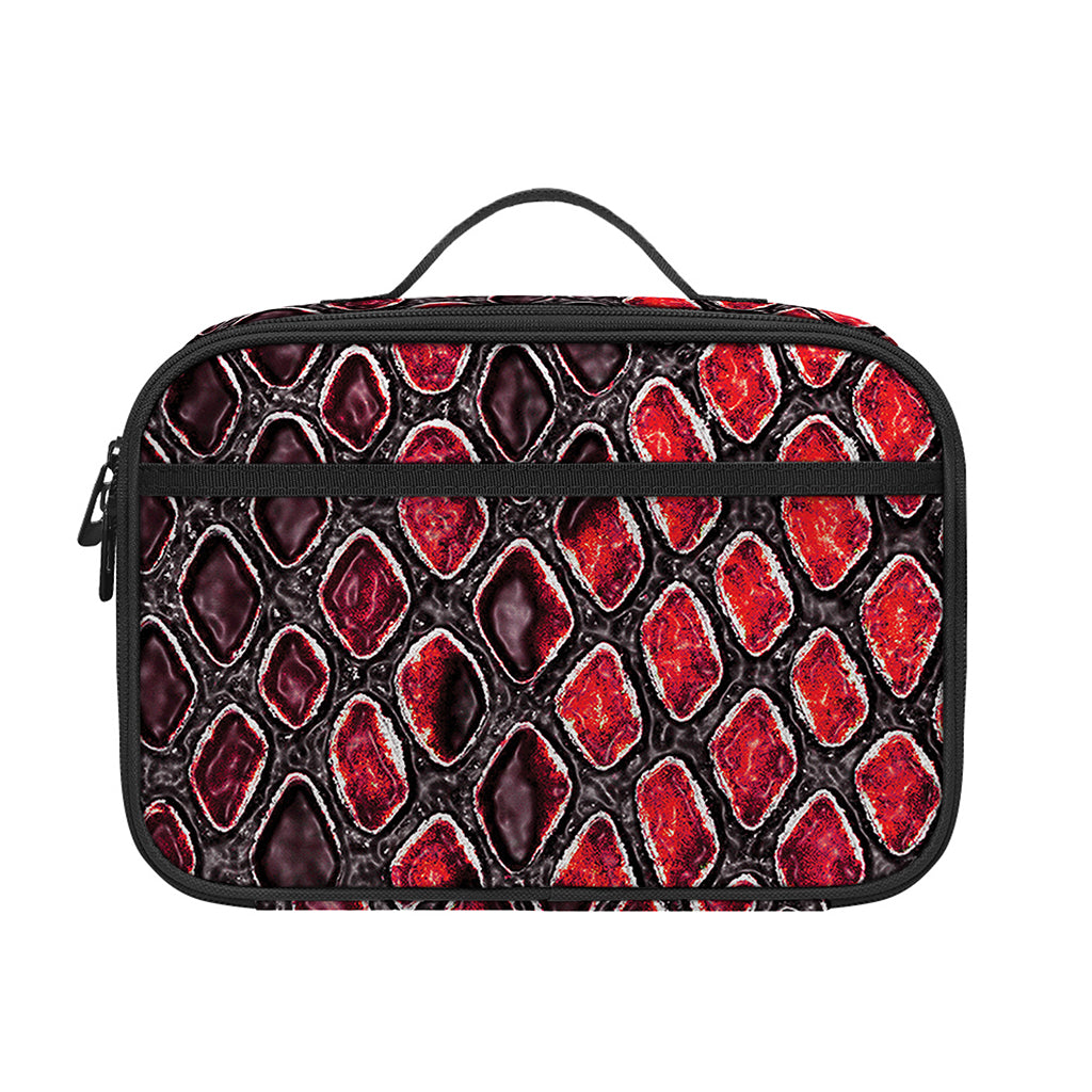 Red And Black Snakeskin Print Portable Lunch Bag