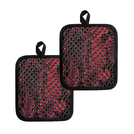 Red And Black Snakeskin Print Pot Holders