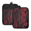 Red And Black Snakeskin Print Pot Holders With Pocket