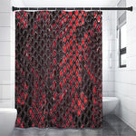 Red And Black Snakeskin Print Premium Shower Curtain