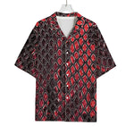 Red And Black Snakeskin Print Rayon Hawaiian Shirt