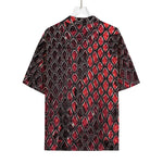 Red And Black Snakeskin Print Rayon Hawaiian Shirt