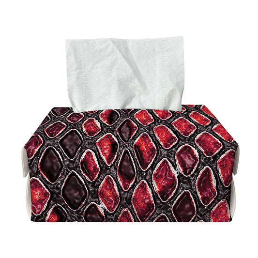 Red And Black Snakeskin Print Rectangle Tissue Box Cover