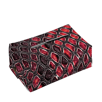 Red And Black Snakeskin Print Rectangle Tissue Box Cover