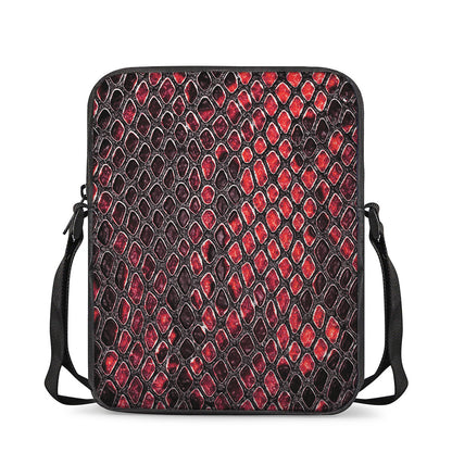 Red And Black Snakeskin Print Rectangular Crossbody Bag