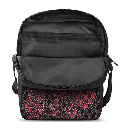 Red And Black Snakeskin Print Rectangular Crossbody Bag