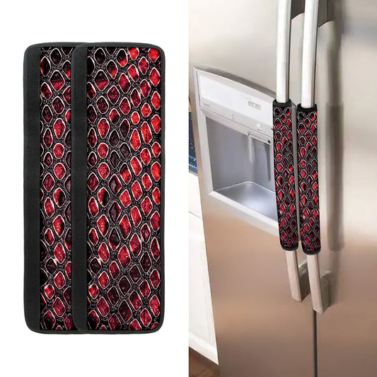 Red And Black Snakeskin Print Refrigerator Handle Covers