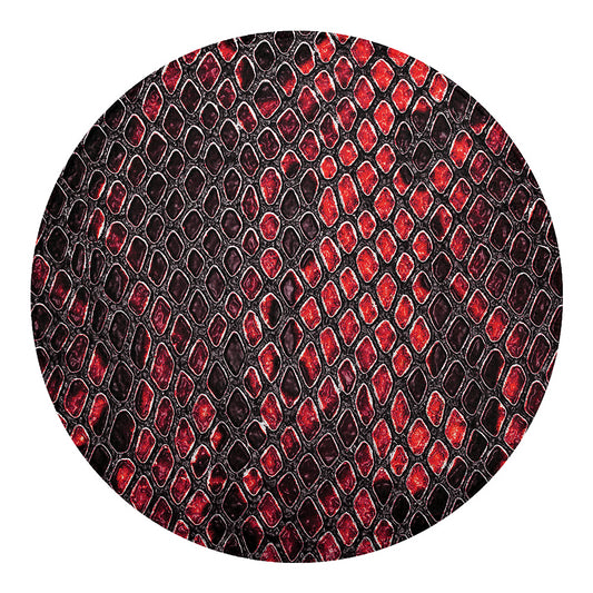 Red And Black Snakeskin Print Round Blanket
