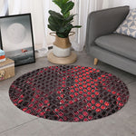 Red And Black Snakeskin Print Round Rug