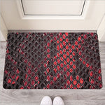 Red And Black Snakeskin Print Rubber Doormat