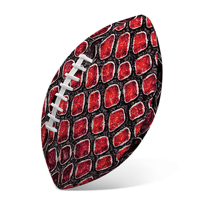 Red And Black Snakeskin Print Rugby Ball