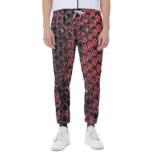 Red And Black Snakeskin Print Scuba Joggers