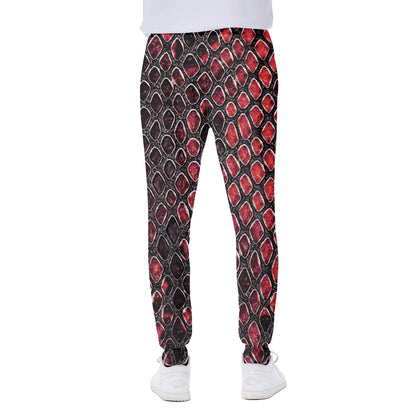 Red And Black Snakeskin Print Scuba Joggers