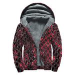 Red And Black Snakeskin Print Sherpa Lined Zip Up Hoodie