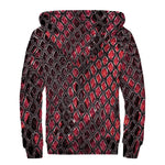 Red And Black Snakeskin Print Sherpa Lined Zip Up Hoodie
