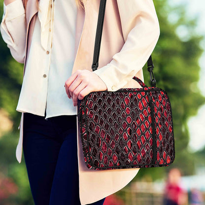 Red And Black Snakeskin Print Shoulder Strap Bible Bag