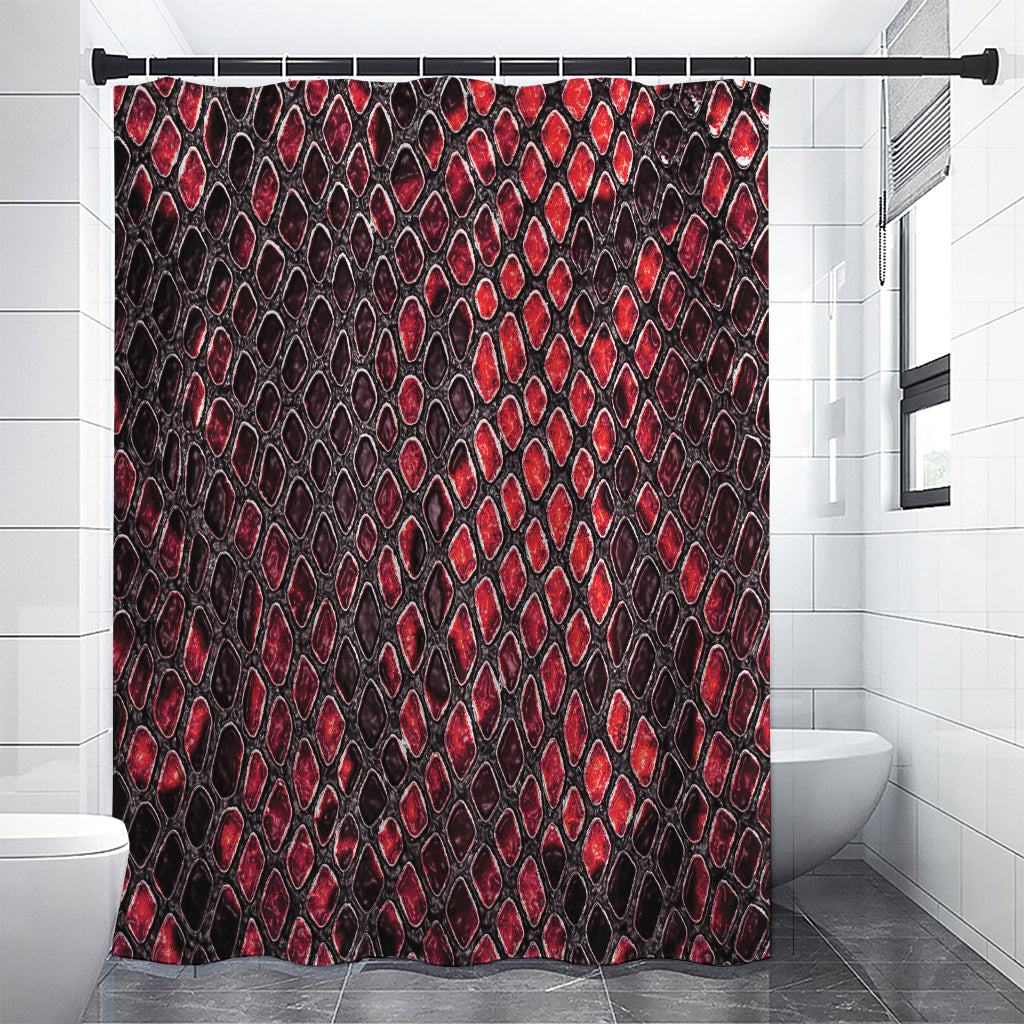 Red And Black Snakeskin Print Shower Curtain