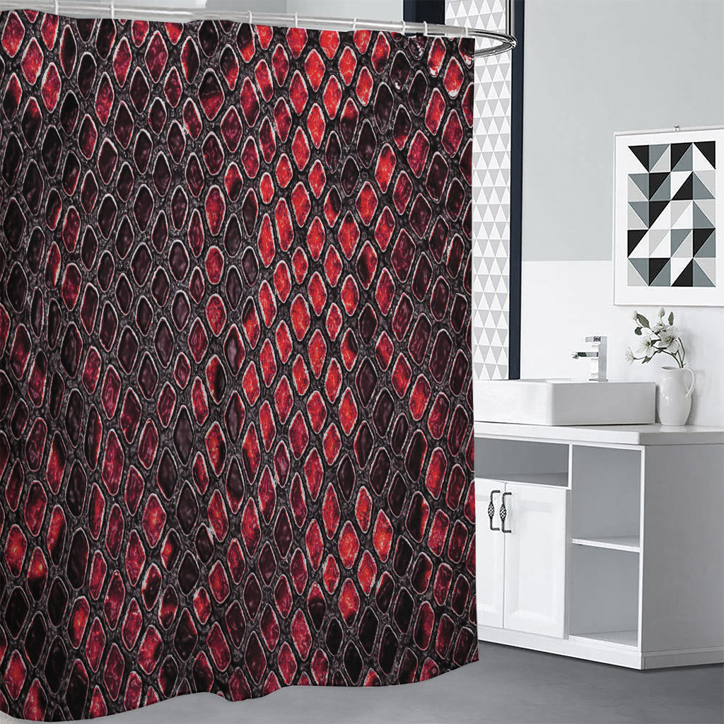 Red And Black Snakeskin Print Shower Curtain