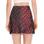 Red And Black Snakeskin Print Side Slit Mini Skirt