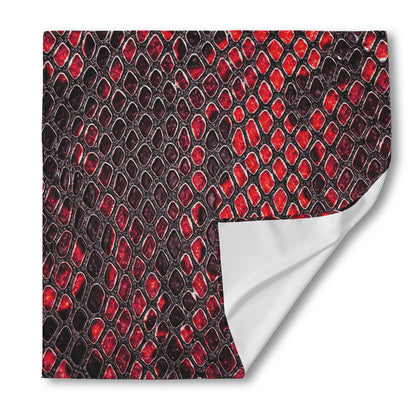 Red And Black Snakeskin Print Silk Bandana