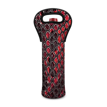 Red And Black Snakeskin Print Single Neoprene Wine Tote