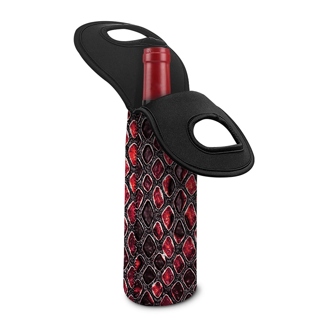 Red And Black Snakeskin Print Single Neoprene Wine Tote