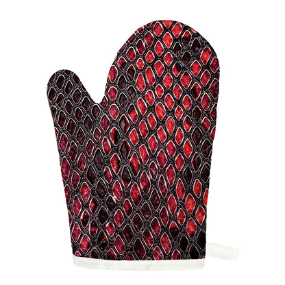 Red And Black Snakeskin Print Single Oven Mitt