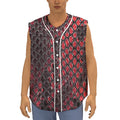 Red And Black Snakeskin Print Sleeveless Baseball Jersey