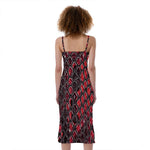 Red And Black Snakeskin Print Slim Fit Midi Cami Dress