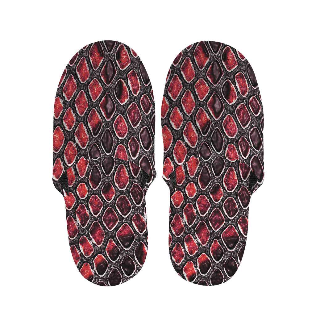 Red And Black Snakeskin Print Slippers