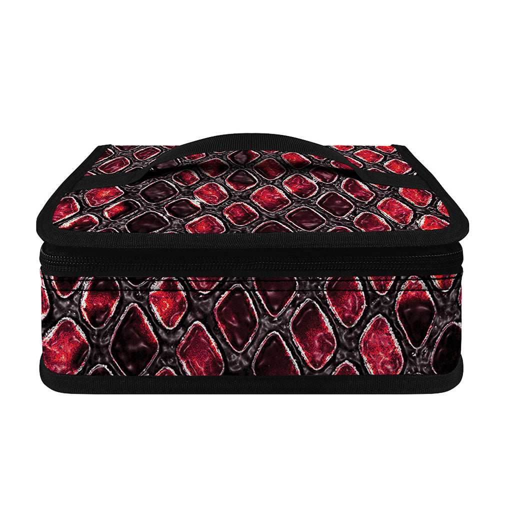 Red And Black Snakeskin Print Small Lunch Bag