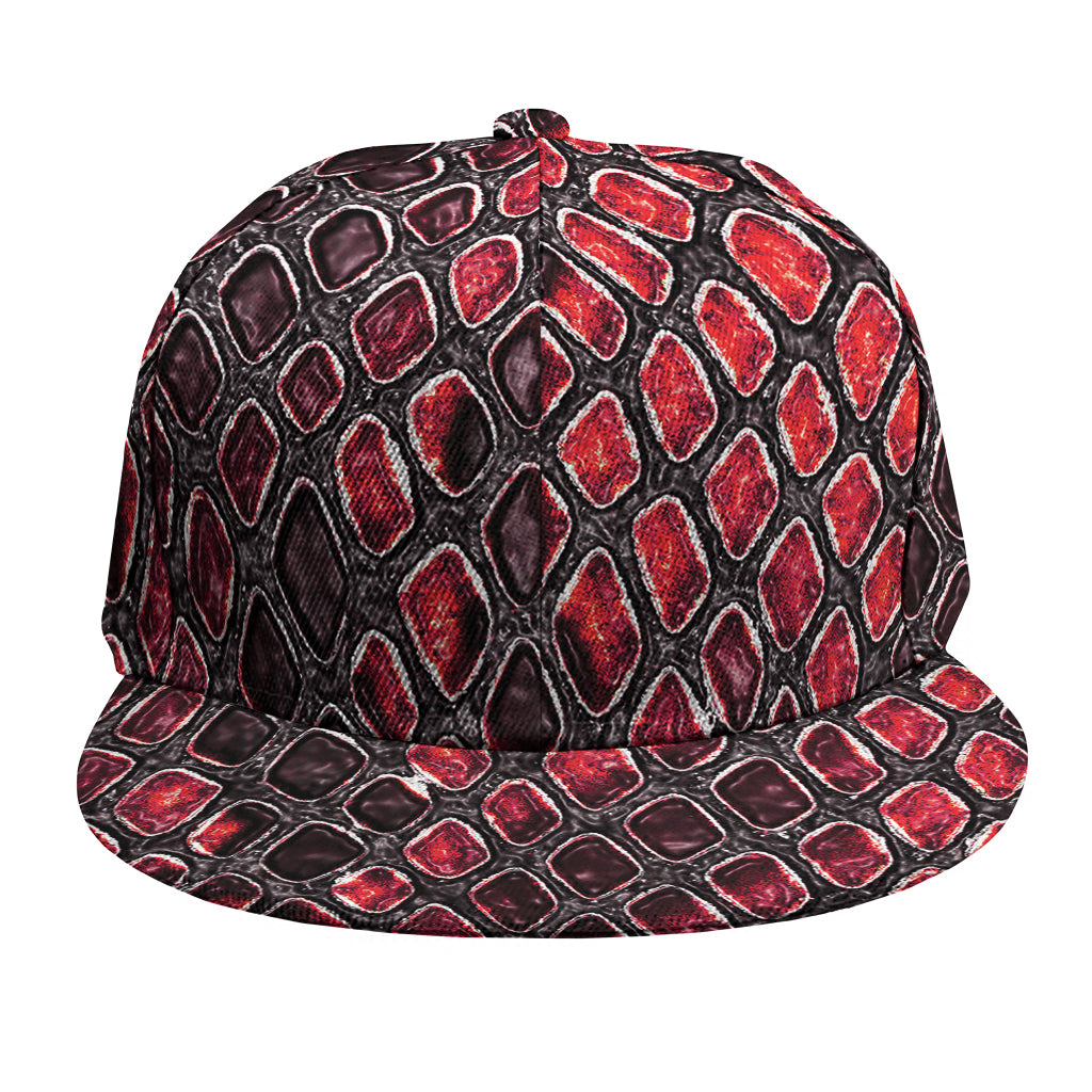 Red And Black Snakeskin Print Snapback Cap