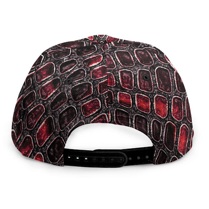 Red And Black Snakeskin Print Snapback Cap